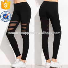 Black Mesh Insert Leggings OEM / ODM Herstellung Großhandel Mode Frauen Bekleidung (TA7037L)